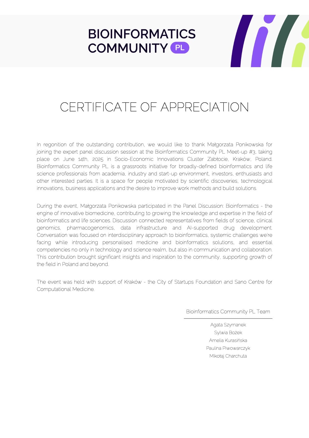 13 bioinformatics certificate_2_Małgorzata_Ponikowska
