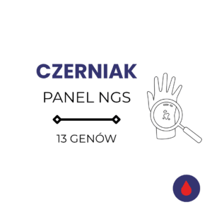 Czerniak i inne nowotwory skóry – panel NGS – krew<span class="custom-lista-opis">Oznaczenie genów związanych z dziedziczna predyspozycją do zachorowania na czerniaka.</span>